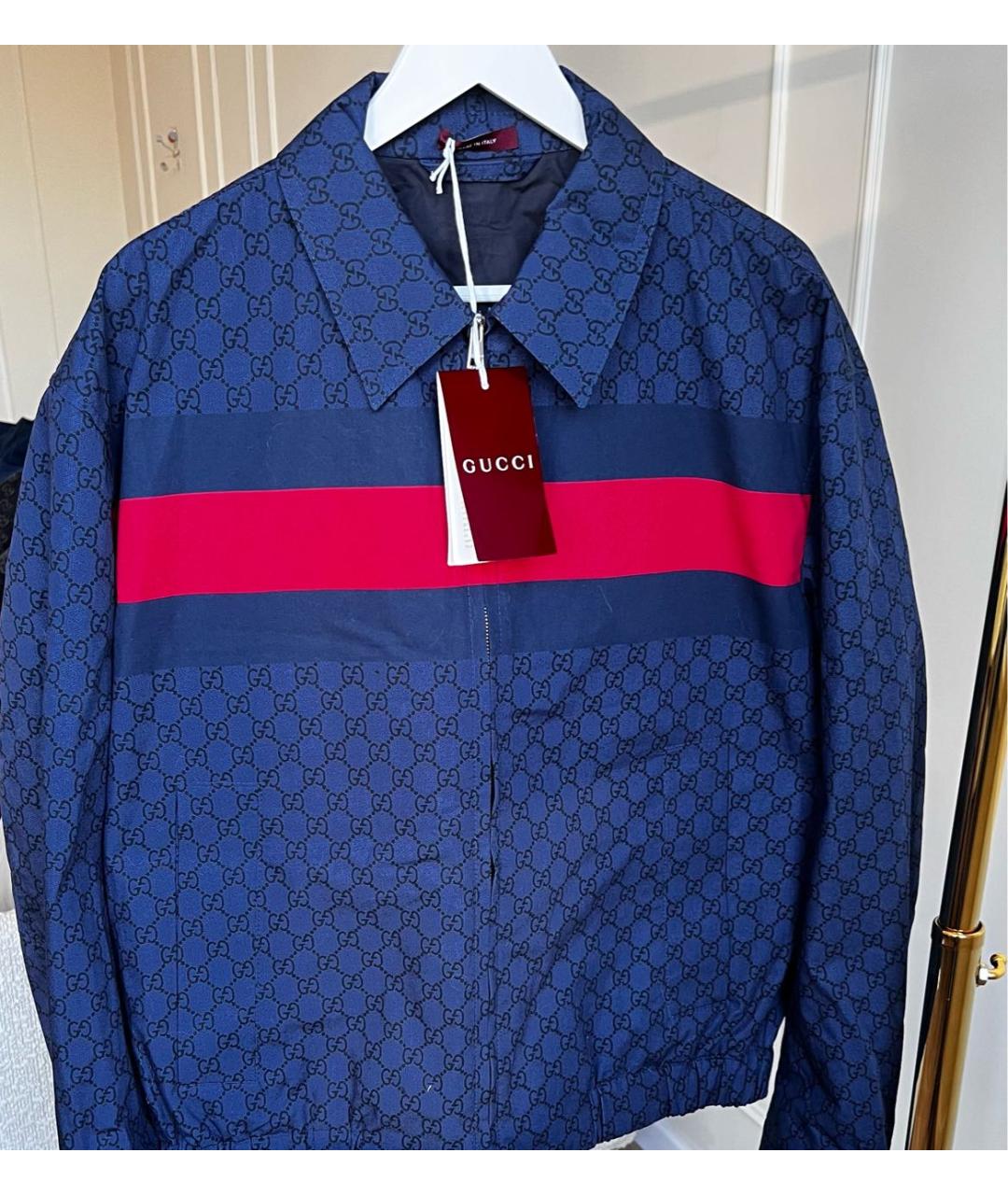 GUCCI Темно-синяя хлопковая куртка, фото 3