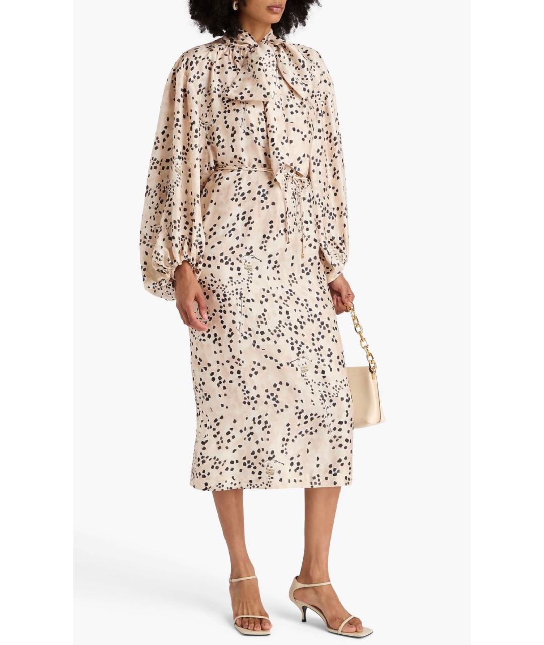 ZIMMERMANN Бежевое шелковое коктейльное платье, фото 2