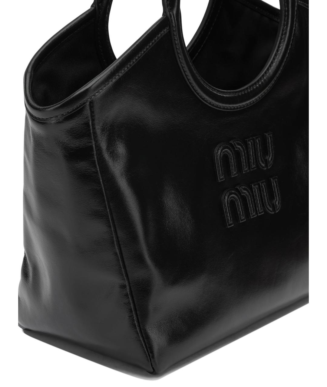 MIU MIU Черная кожаная сумка с короткими ручками, фото 4