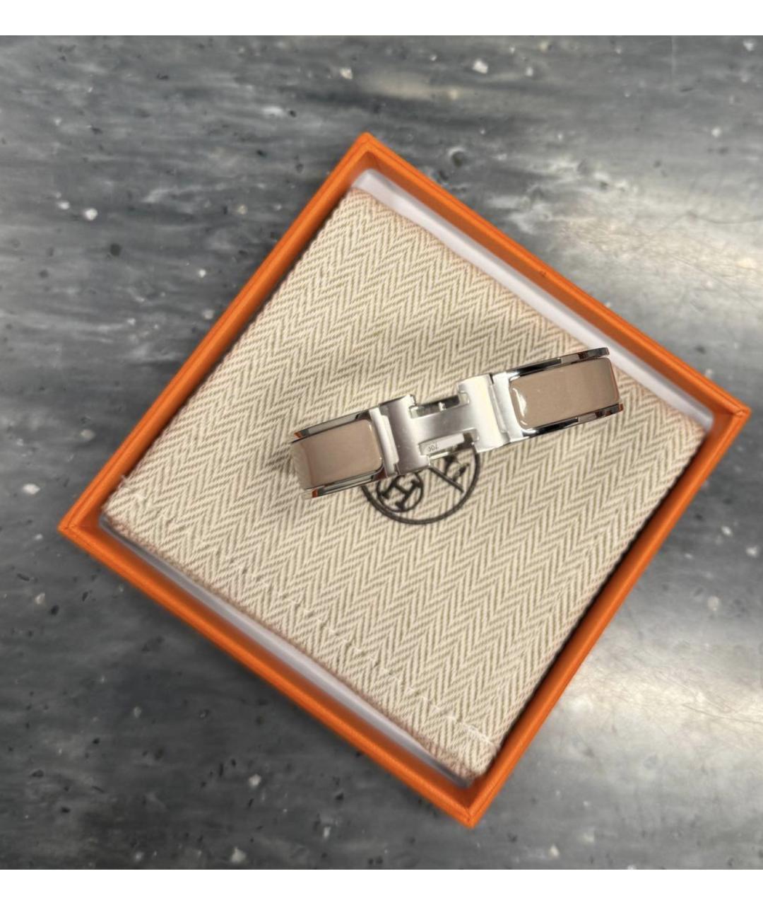 HERMES Бежевый металлический браслет, фото 2