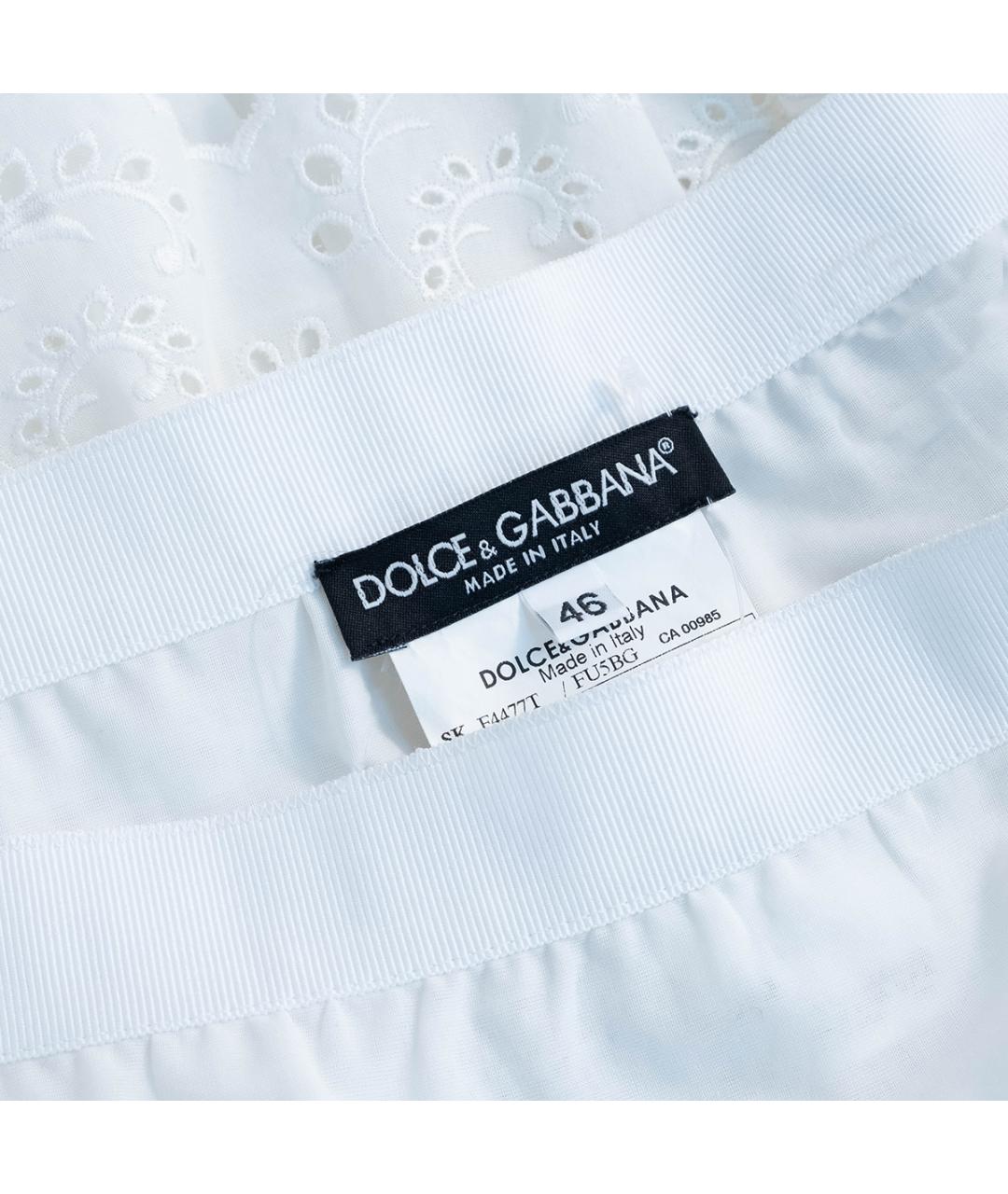 DOLCE&GABBANA Белая хлопковая юбка мини, фото 3