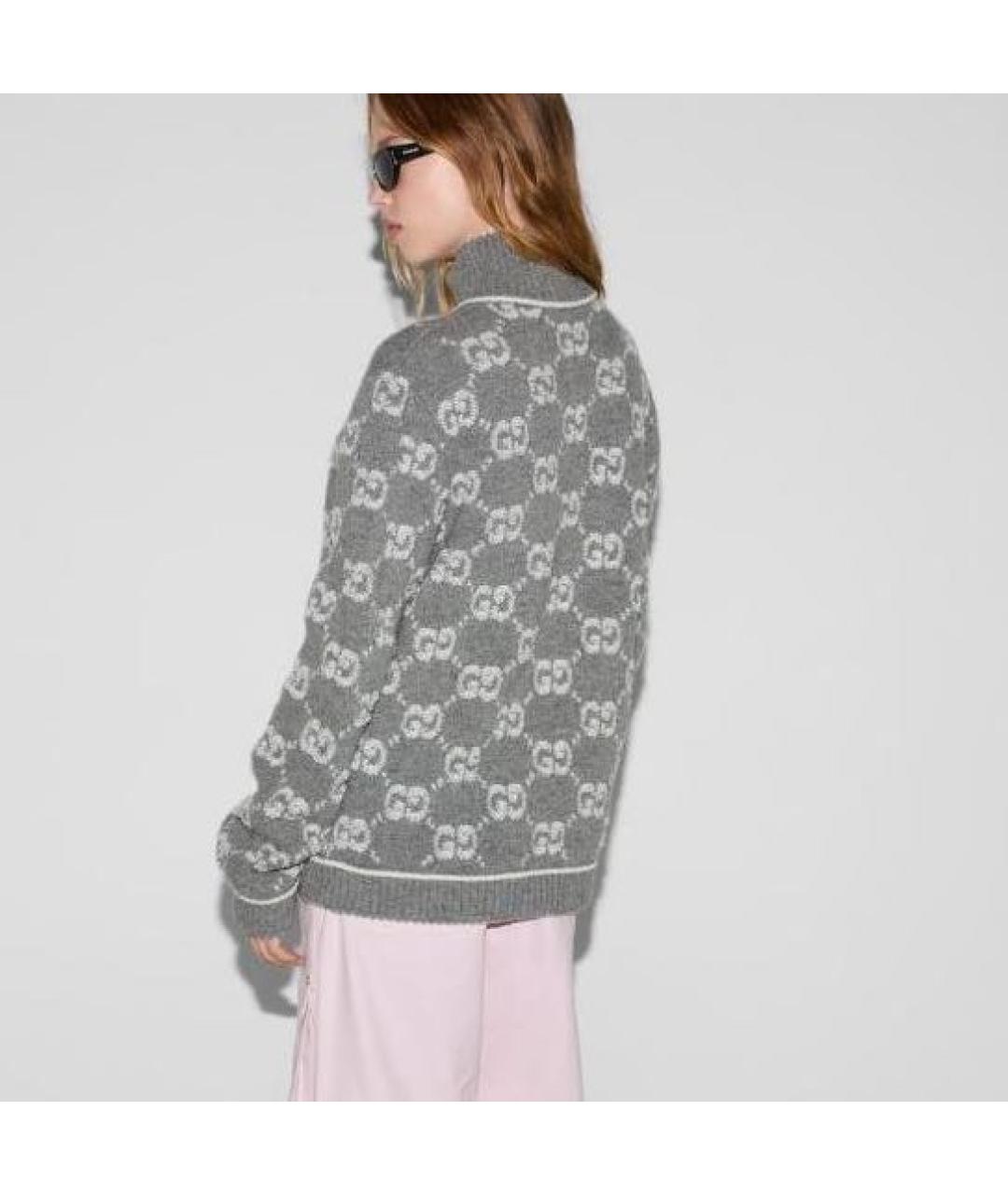 GUCCI Серый шерстяной кардиган, фото 2