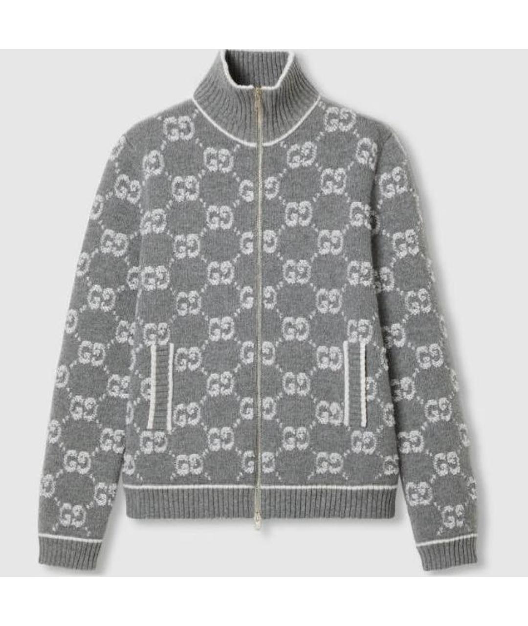 GUCCI Серый шерстяной кардиган, фото 7