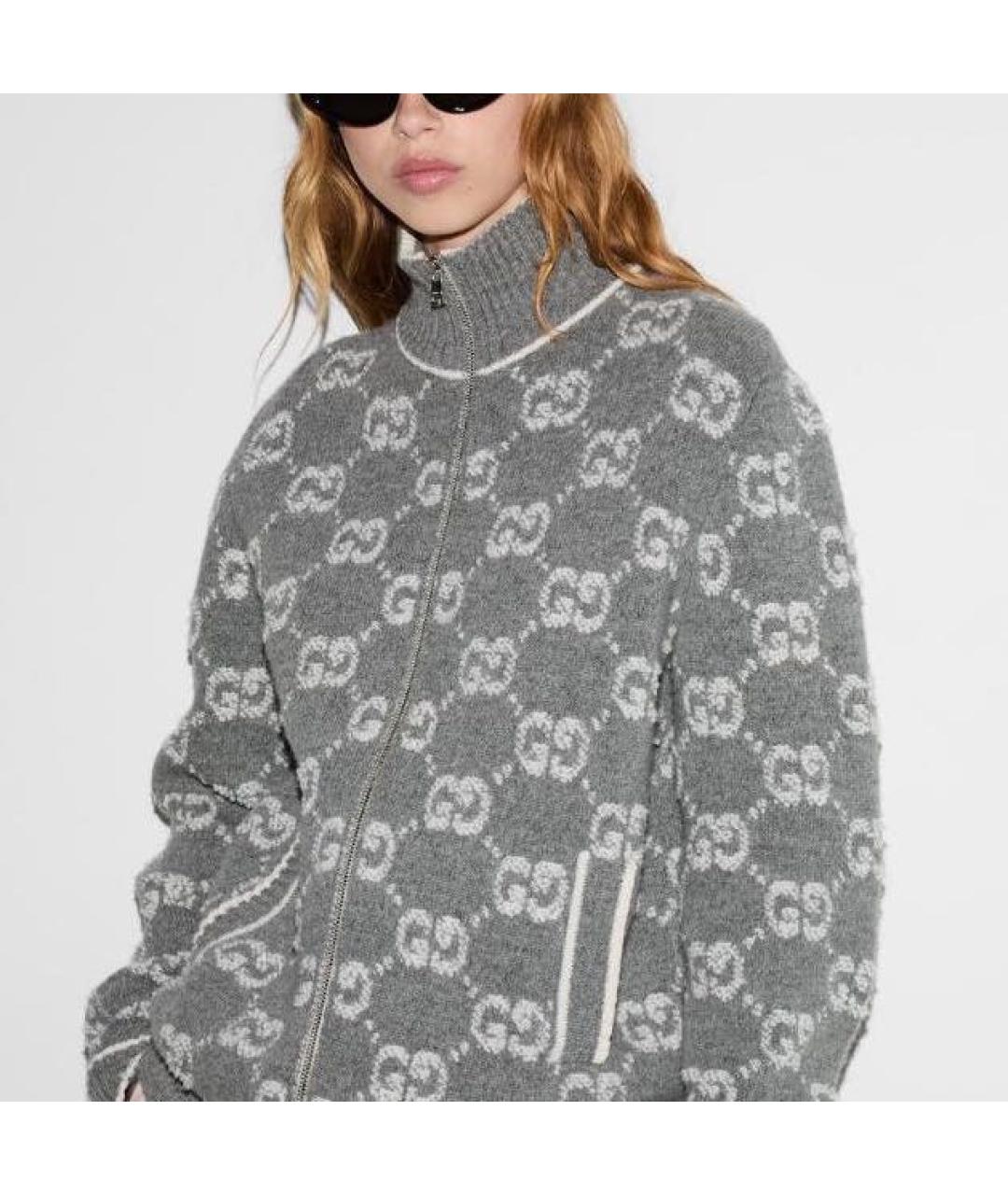 GUCCI Серый шерстяной кардиган, фото 3