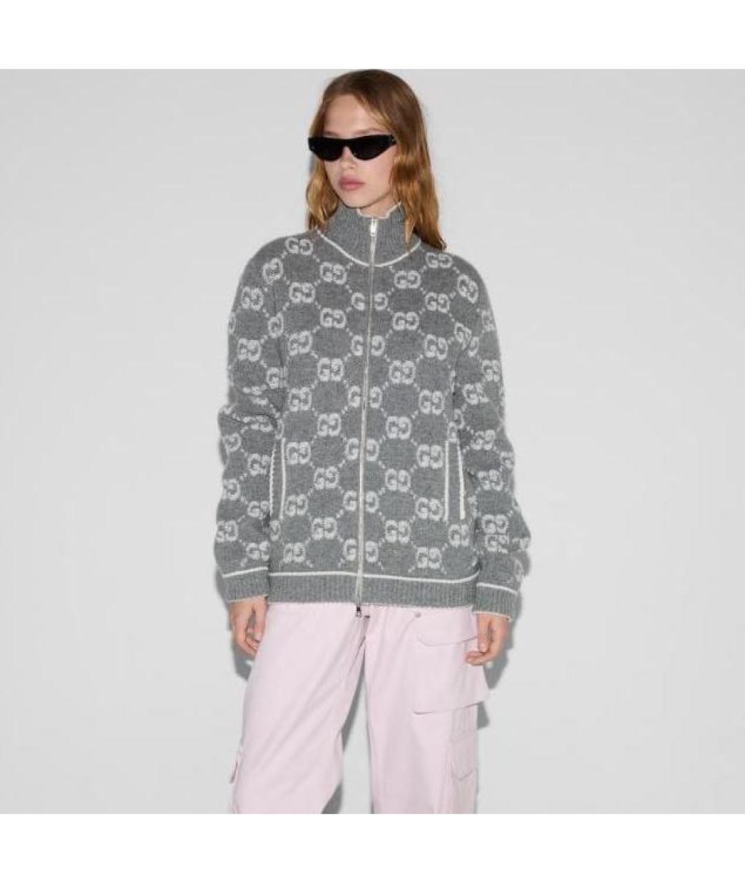 GUCCI Серый шерстяной кардиган, фото 6