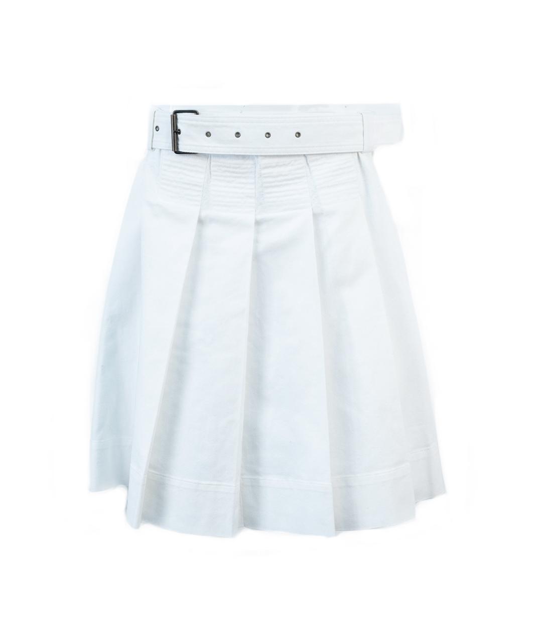 BURBERRY Белая хлопковая юбка мини, фото 6