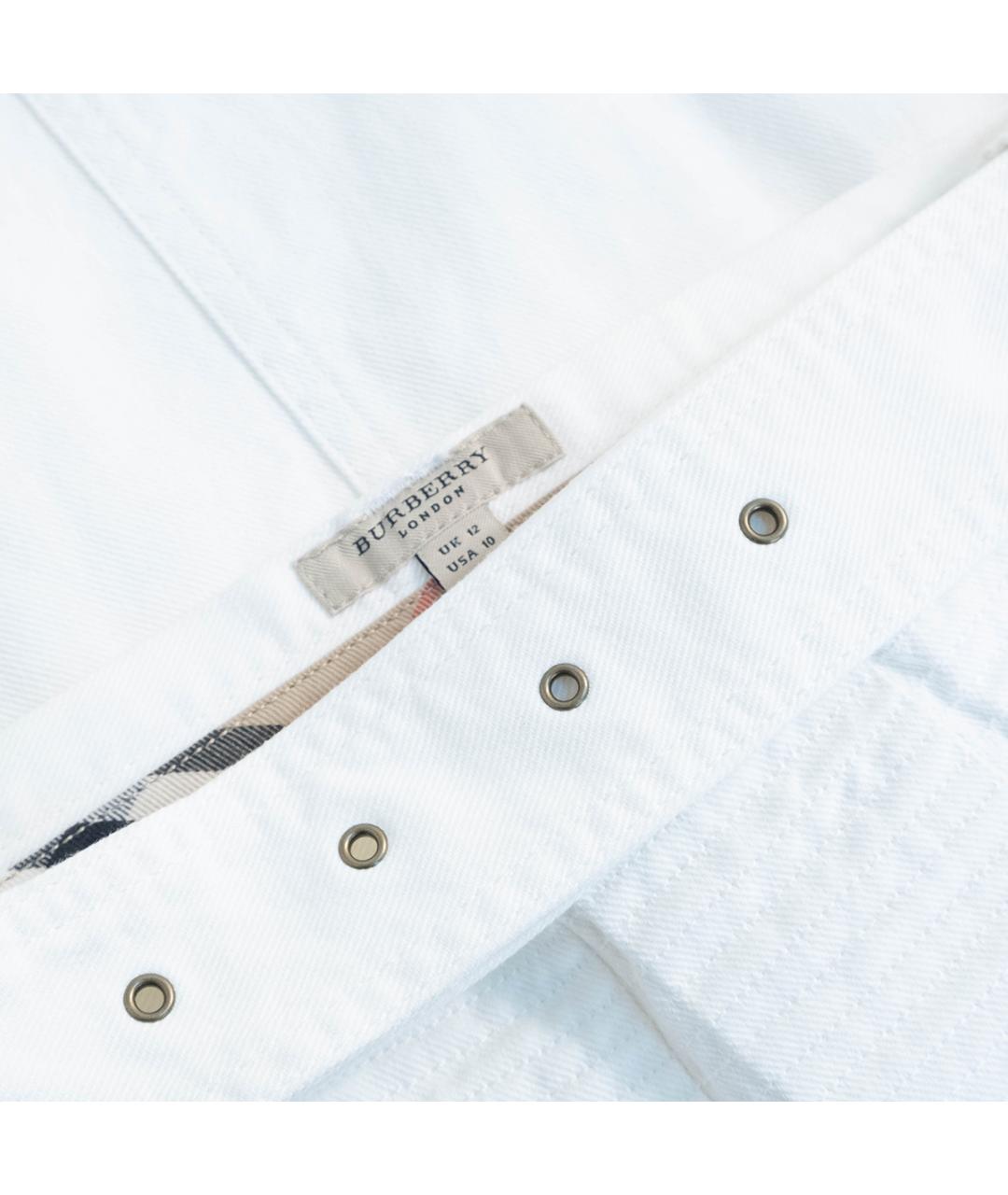 BURBERRY Белая хлопковая юбка мини, фото 3