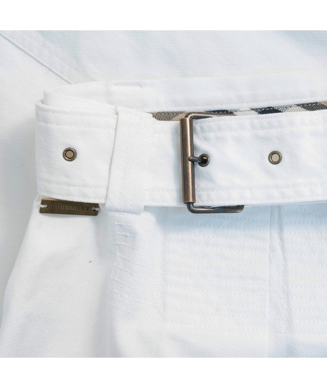 BURBERRY Белая хлопковая юбка мини, фото 4
