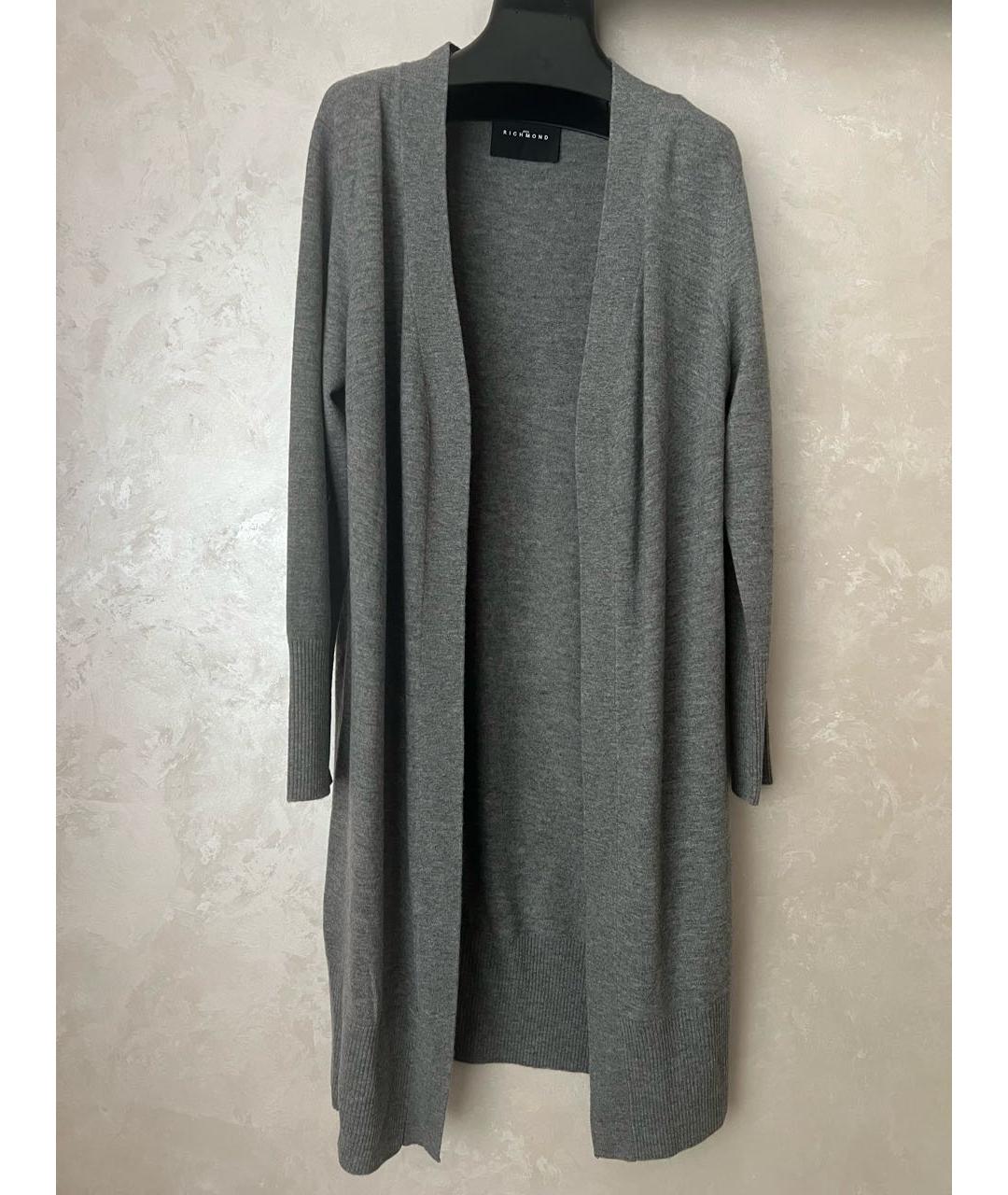 JOHN RICHMOND Серый шерстяной кардиган, фото 7