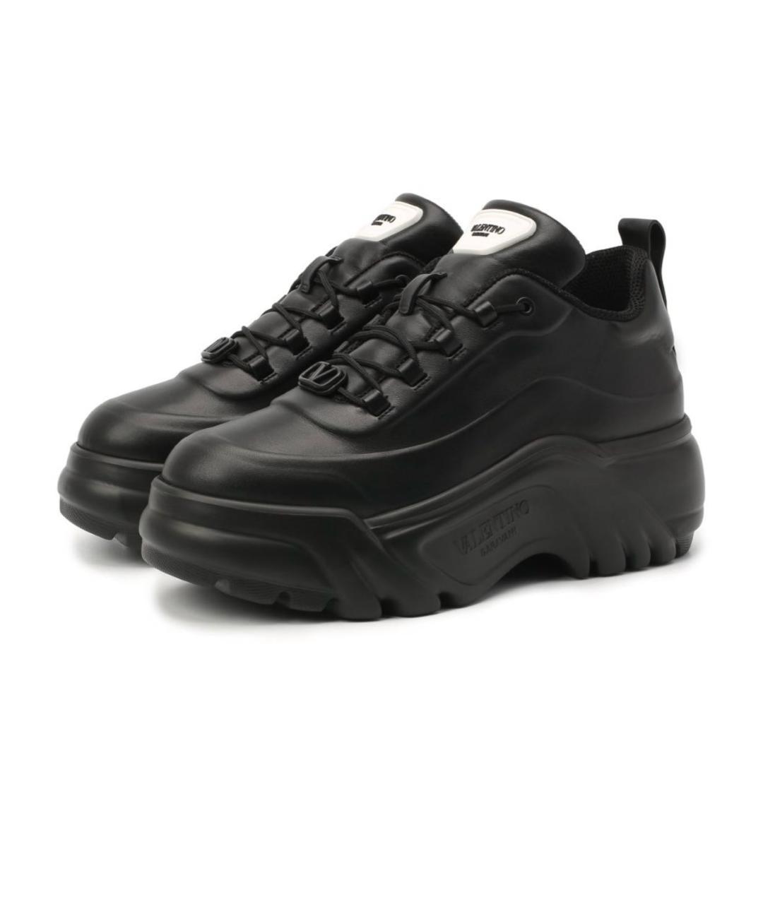 RED VALENTINO Черные кожаные кроссовки, фото 2