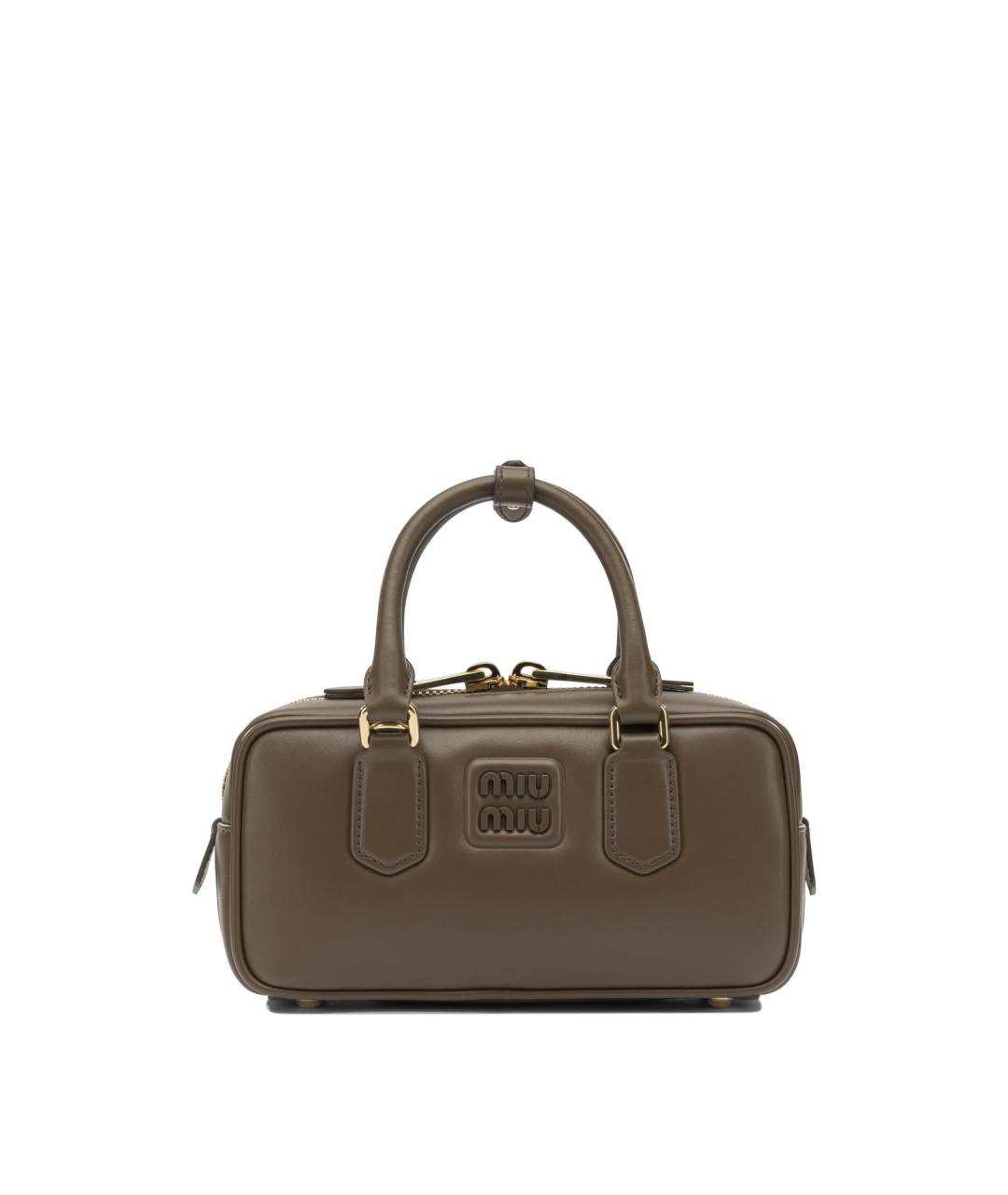 MIU MIU Коричневая кожаная сумка с короткими ручками, фото 1