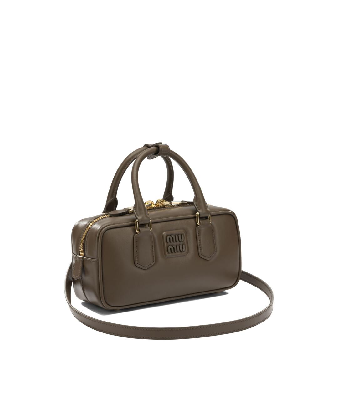 MIU MIU Коричневая кожаная сумка с короткими ручками, фото 2