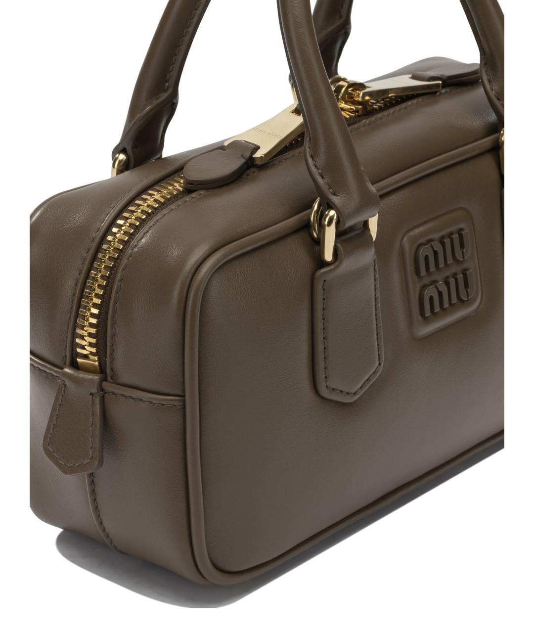 MIU MIU Коричневая кожаная сумка с короткими ручками, фото 4