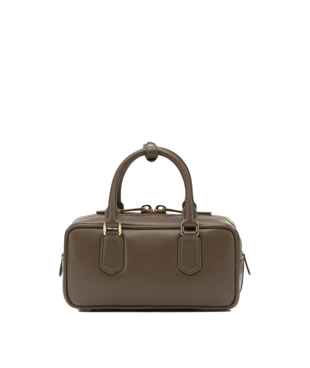 MIU MIU Коричневая кожаная сумка с короткими ручками, фото 3