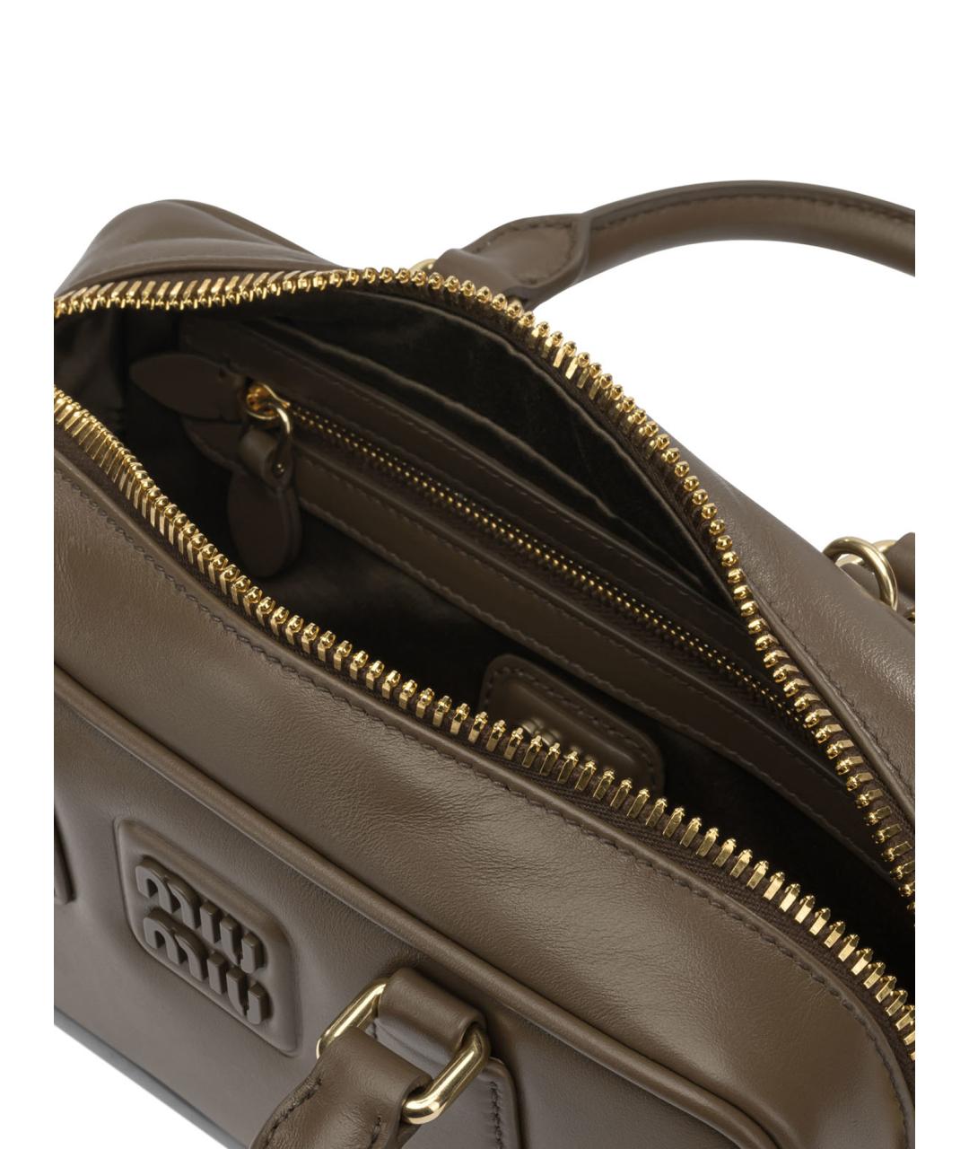 MIU MIU Коричневая кожаная сумка с короткими ручками, фото 5