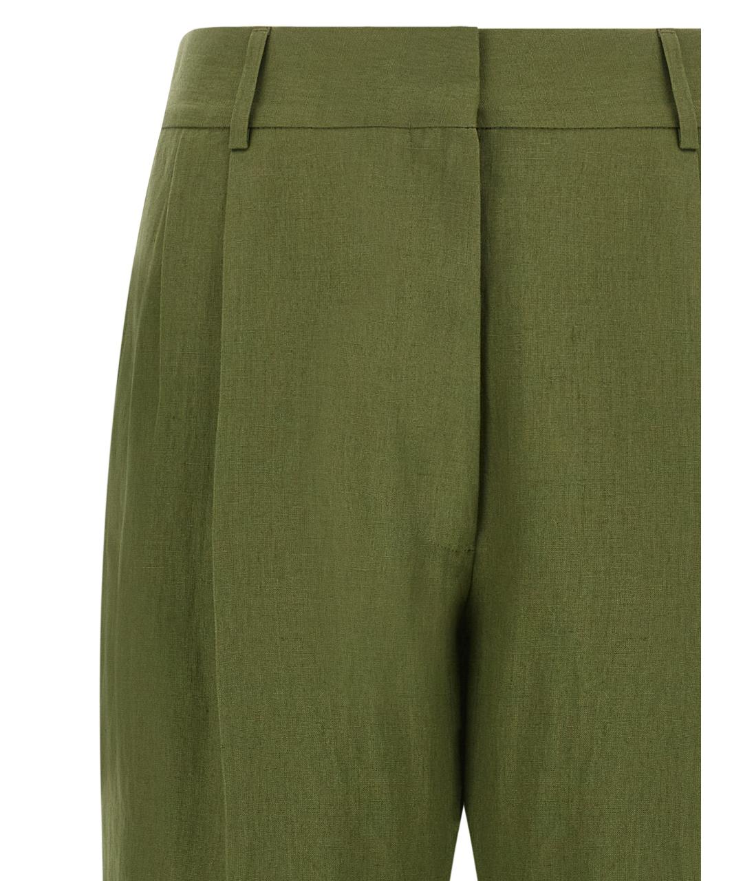 BLAZE MILANO Зеленые льняные прямые брюки, фото 3