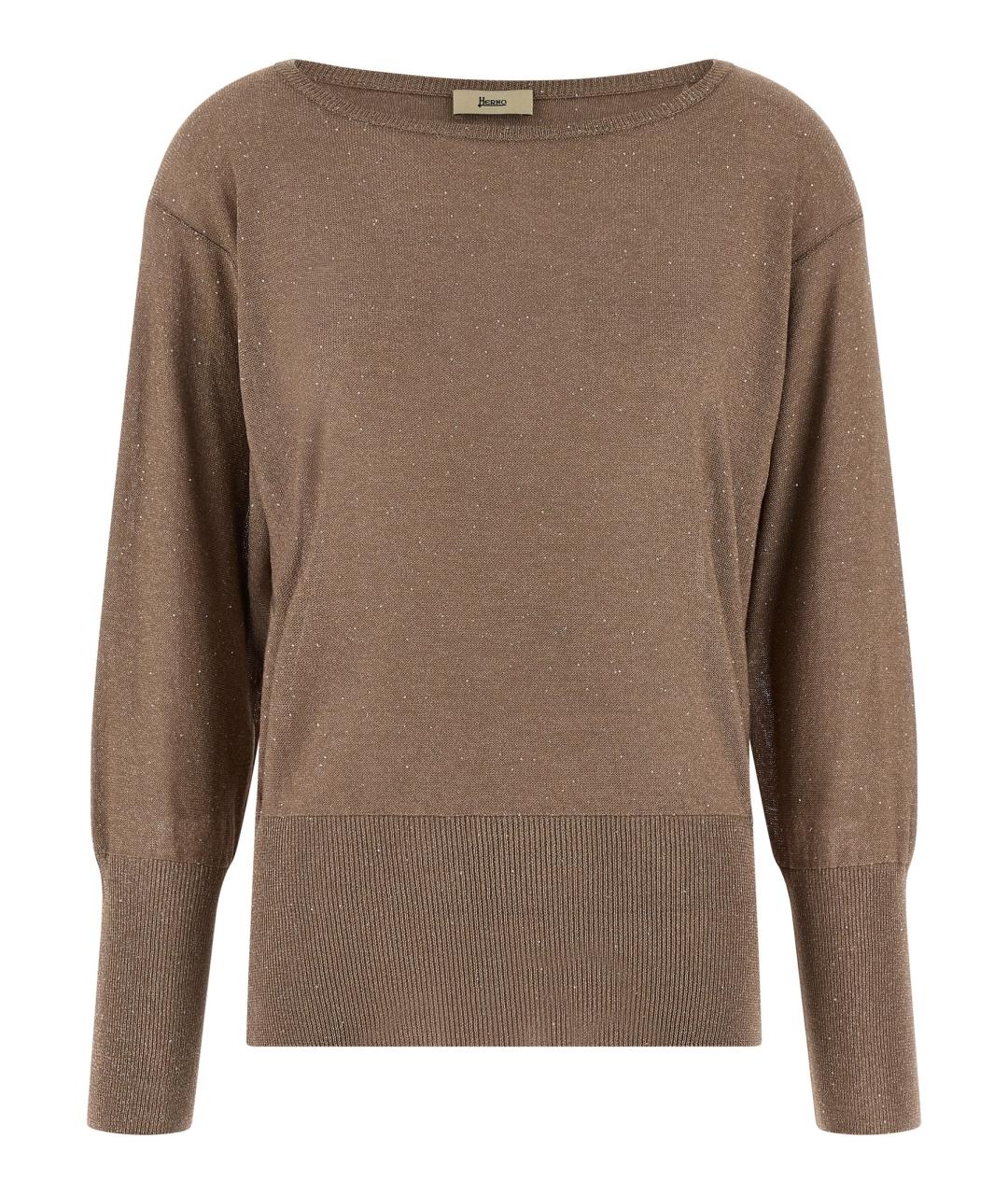 HERNO Коричневая вискозная водолазка, фото 1