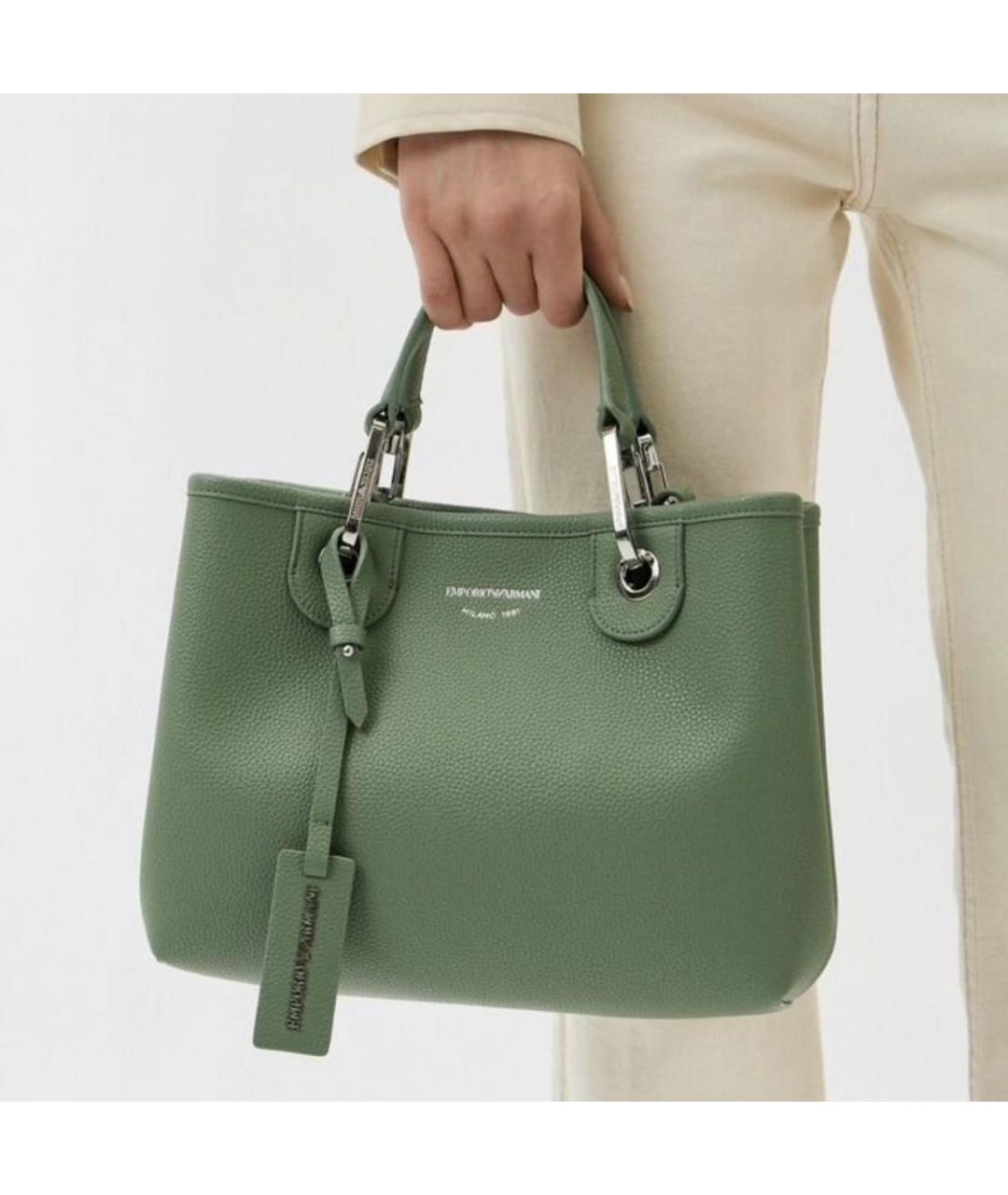 EMPORIO ARMANI Зеленая сумка тоут из искусственной кожи, фото 2
