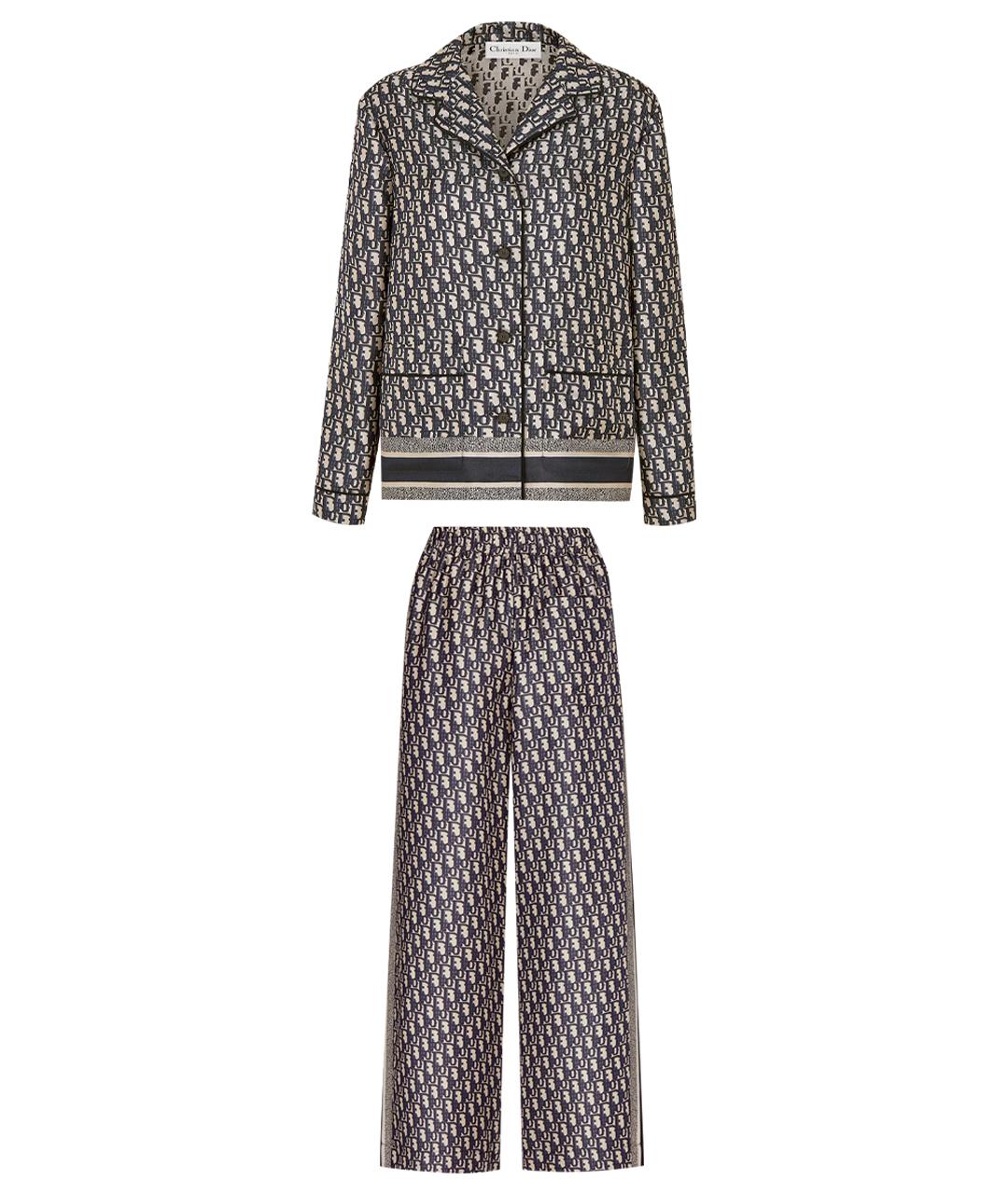 CHRISTIAN DIOR Синий шелковый костюм с брюками, фото 1