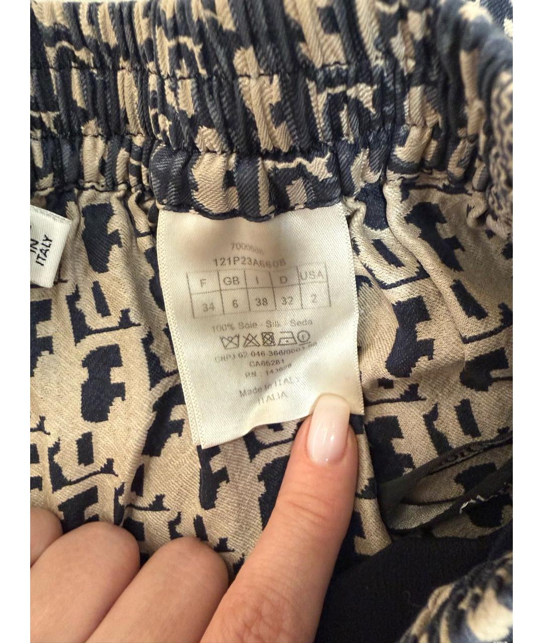 CHRISTIAN DIOR Синий шелковый костюм с брюками, фото 4