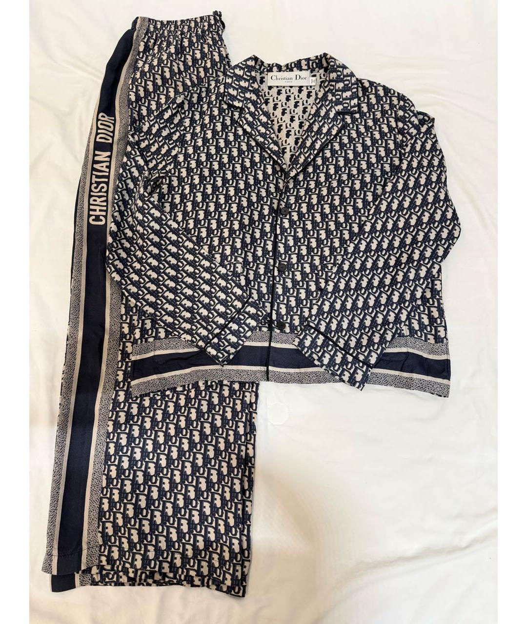 CHRISTIAN DIOR Синий шелковый костюм с брюками, фото 3