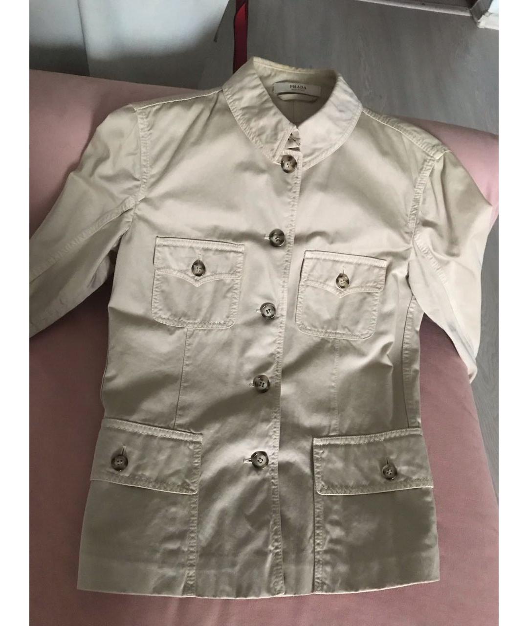 PRADA Бежевый хлопковый жакет/пиджак, фото 3