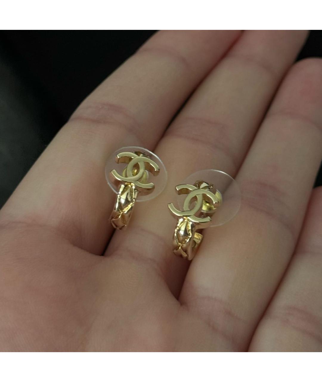 CHANEL Золотые металлические серьги, фото 4
