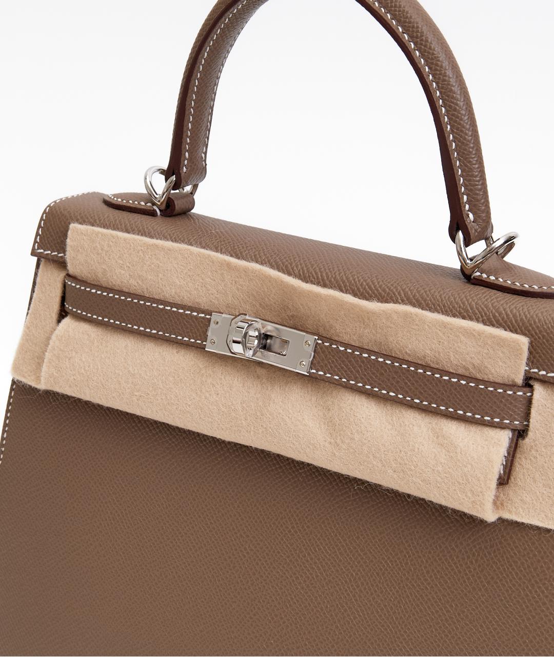 HERMES Бежевая кожаная сумка через плечо, фото 6