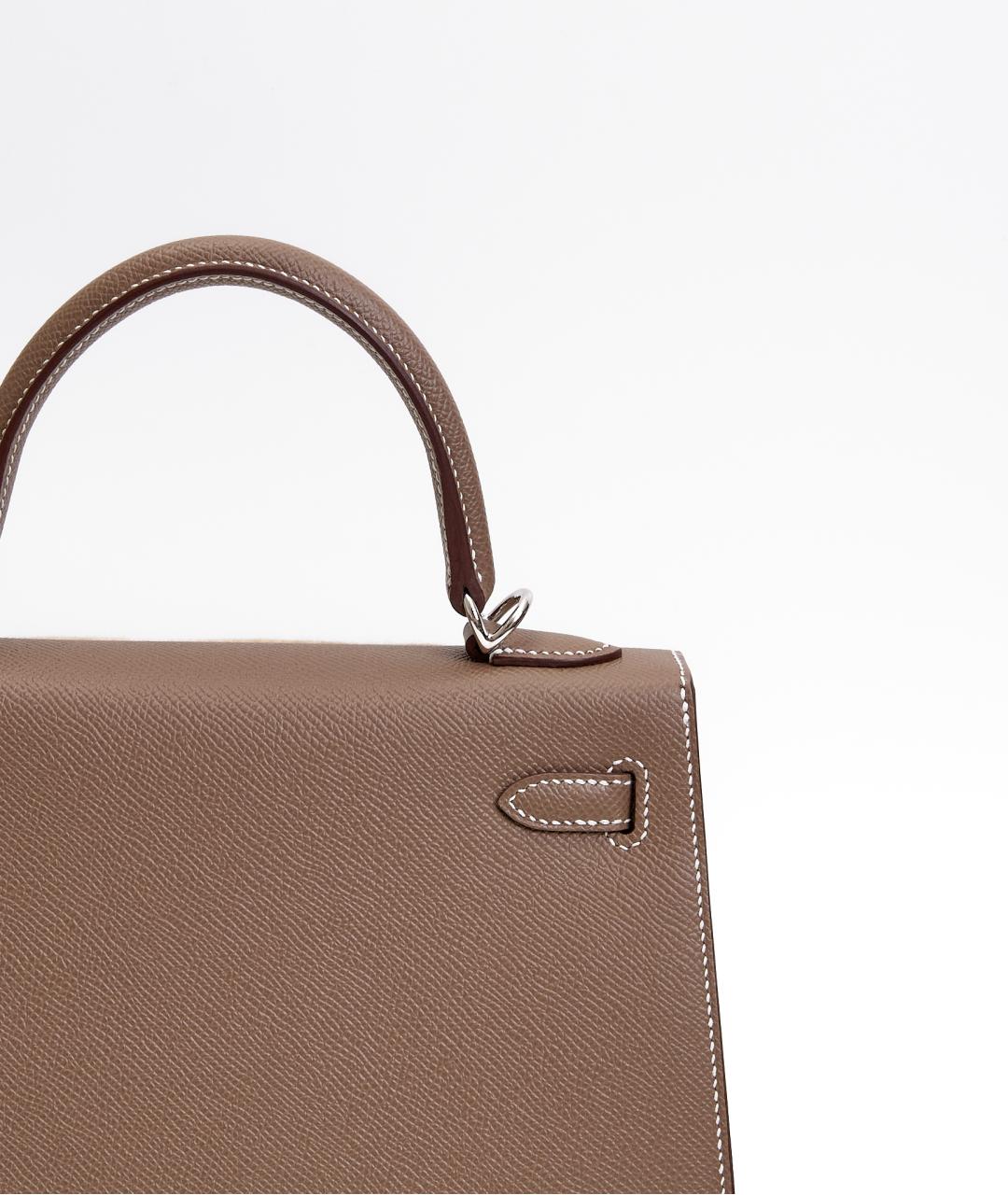 HERMES Бежевая кожаная сумка через плечо, фото 4