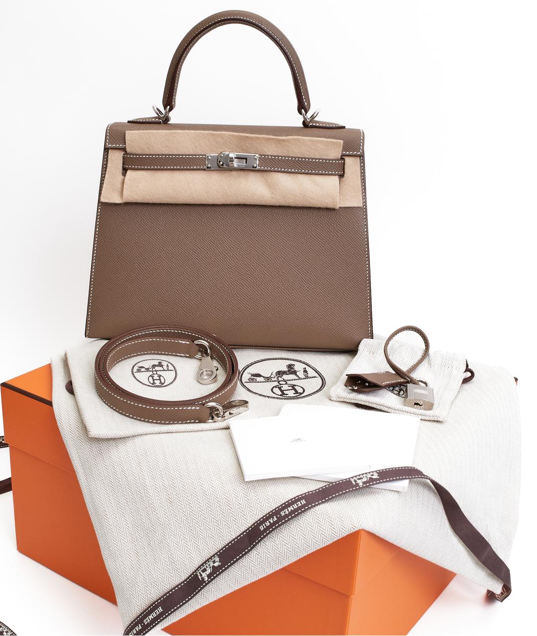 HERMES Бежевая кожаная сумка через плечо, фото 7