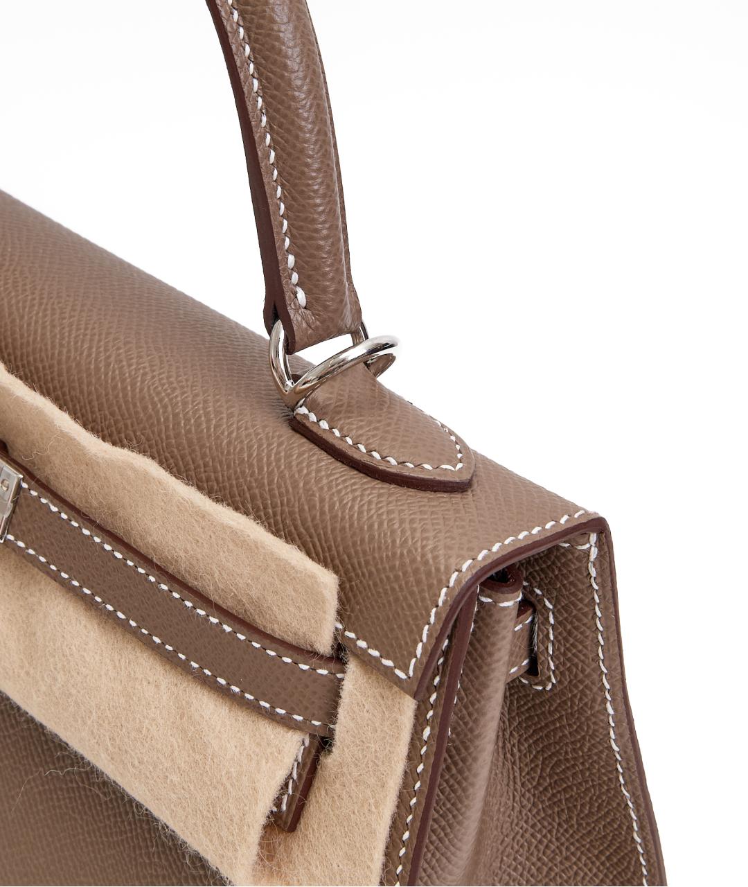 HERMES Бежевая кожаная сумка через плечо, фото 5