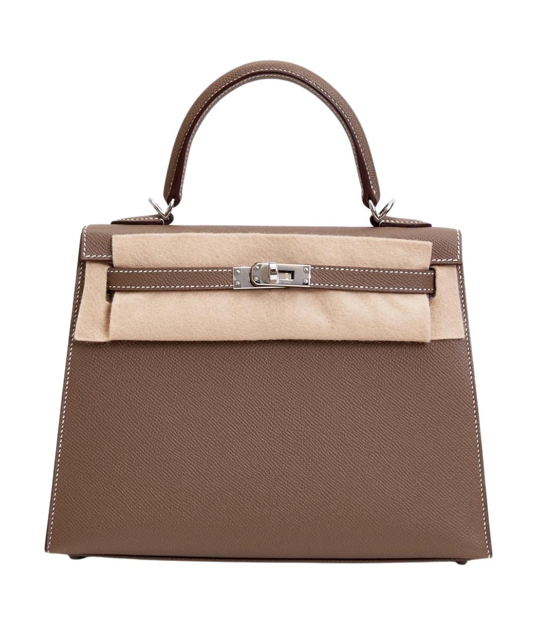 HERMES Бежевая кожаная сумка через плечо, фото 1