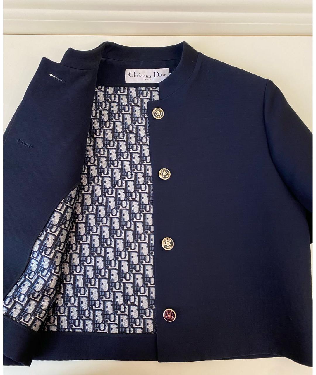 CHRISTIAN DIOR Темно-синий шерстяной жакет/пиджак, фото 3