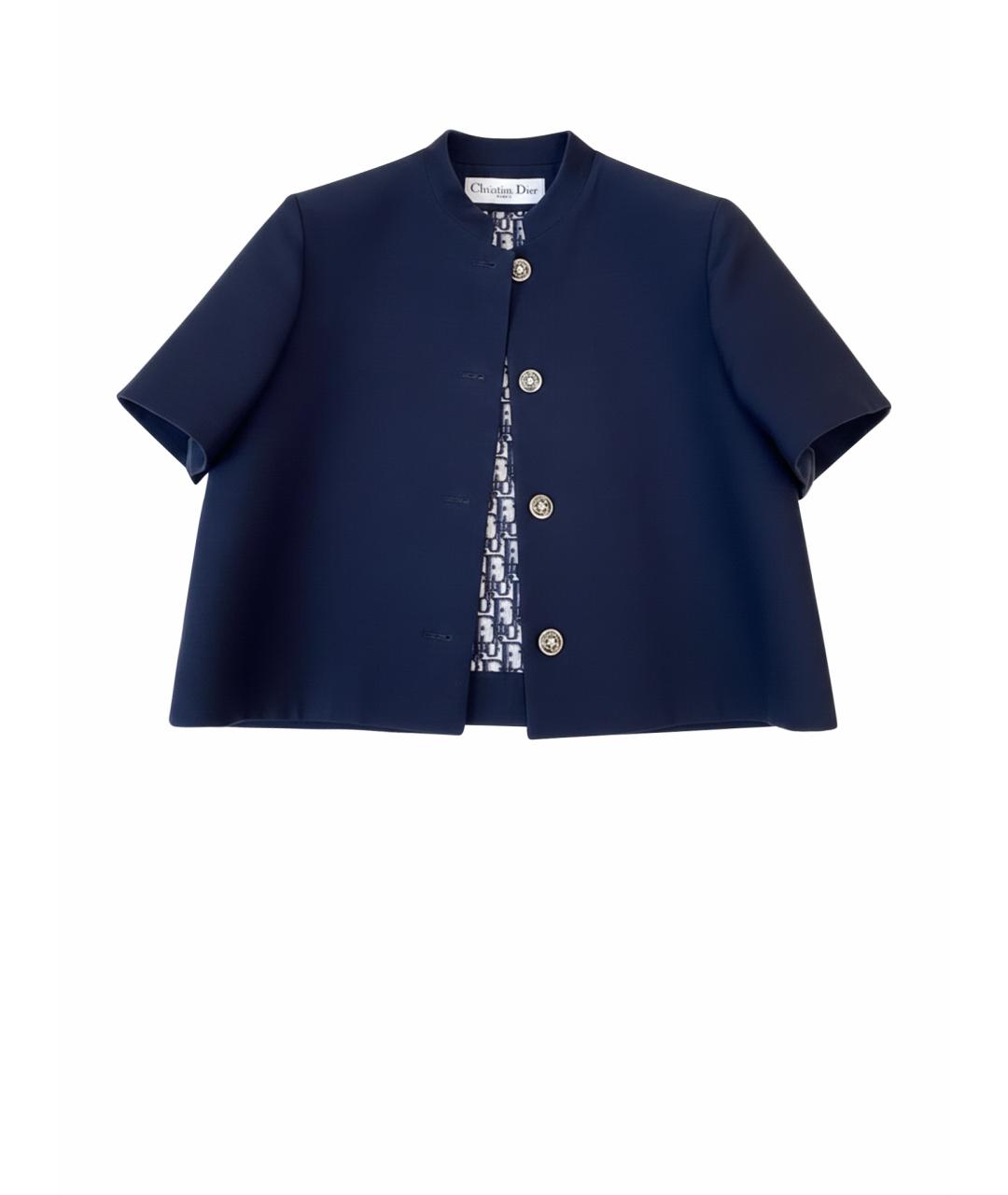 CHRISTIAN DIOR Темно-синий шерстяной жакет/пиджак, фото 1