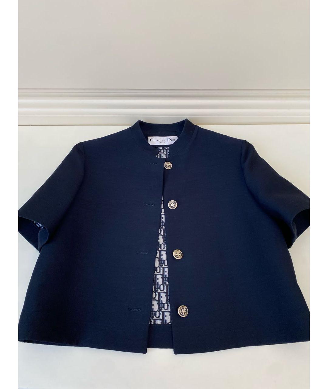 CHRISTIAN DIOR Темно-синий шерстяной жакет/пиджак, фото 2