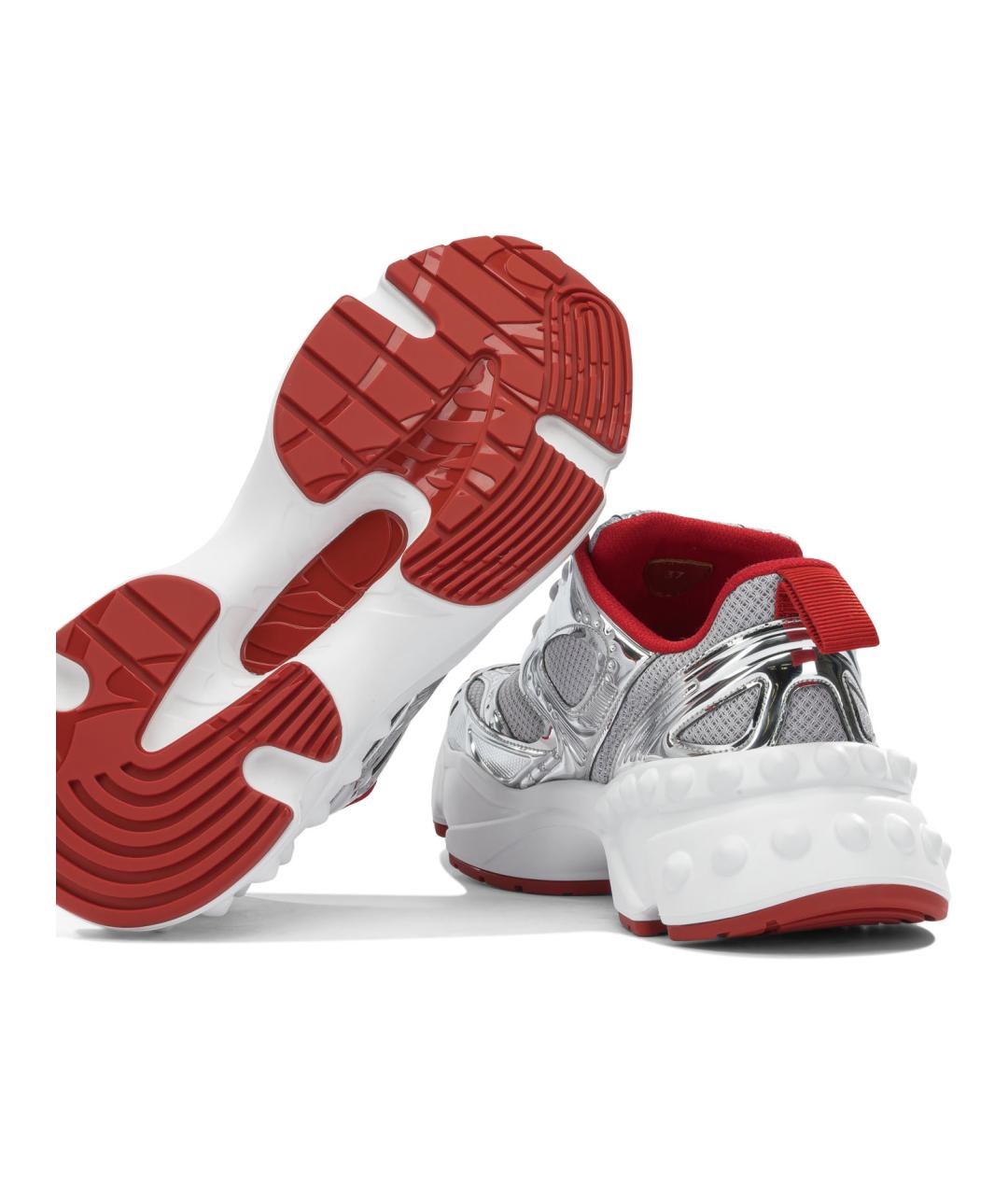 CHRISTIAN LOUBOUTIN Серебряные текстильные кроссовки, фото 5