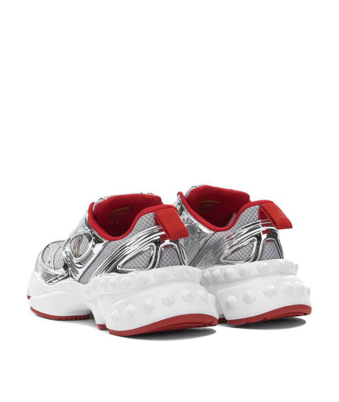 CHRISTIAN LOUBOUTIN Серебряные текстильные кроссовки, фото 4