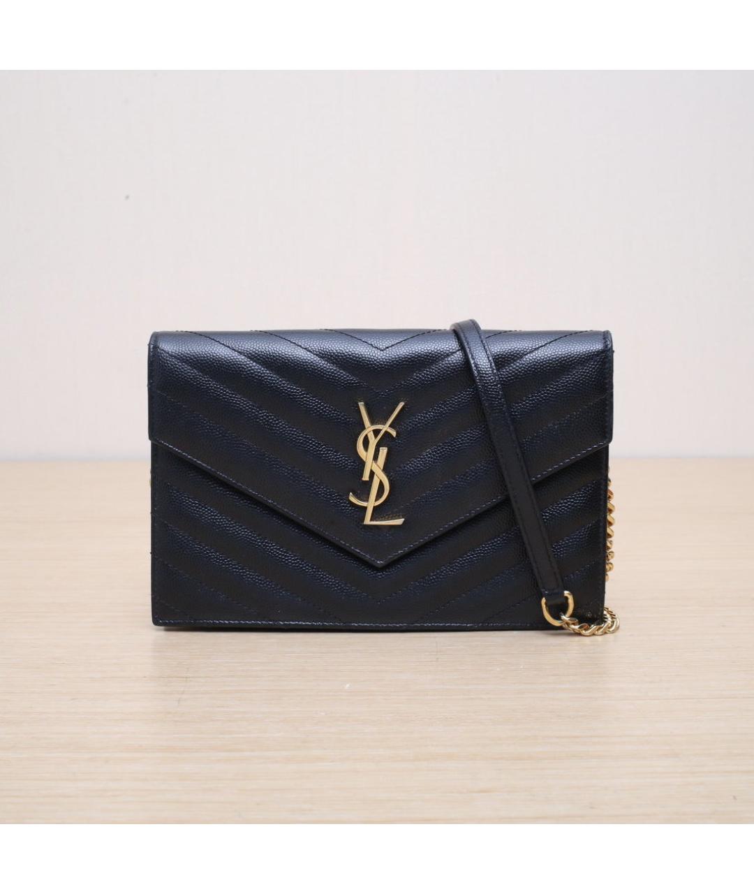 SAINT LAURENT Черная кожаная сумка через плечо, фото 3