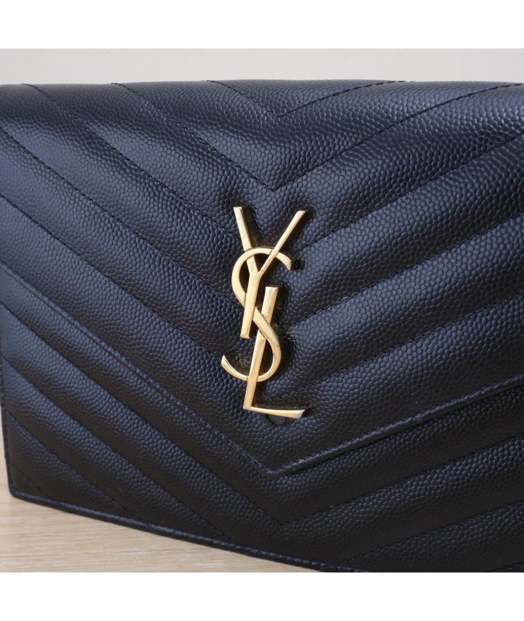 SAINT LAURENT Черная кожаная сумка через плечо, фото 8