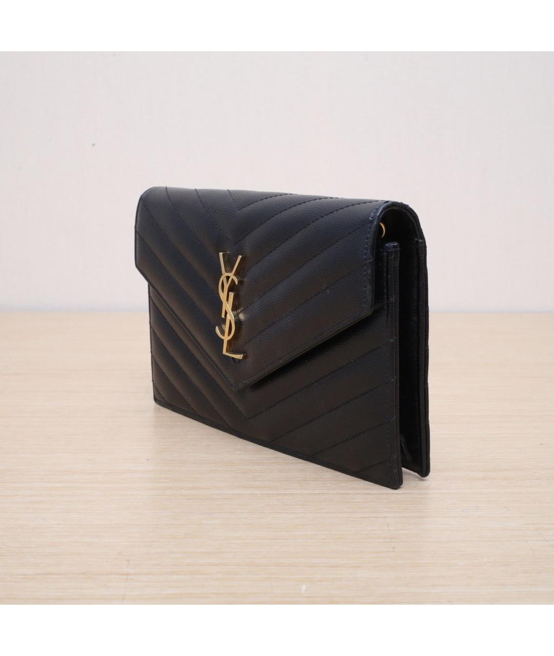 SAINT LAURENT Черная кожаная сумка через плечо, фото 4
