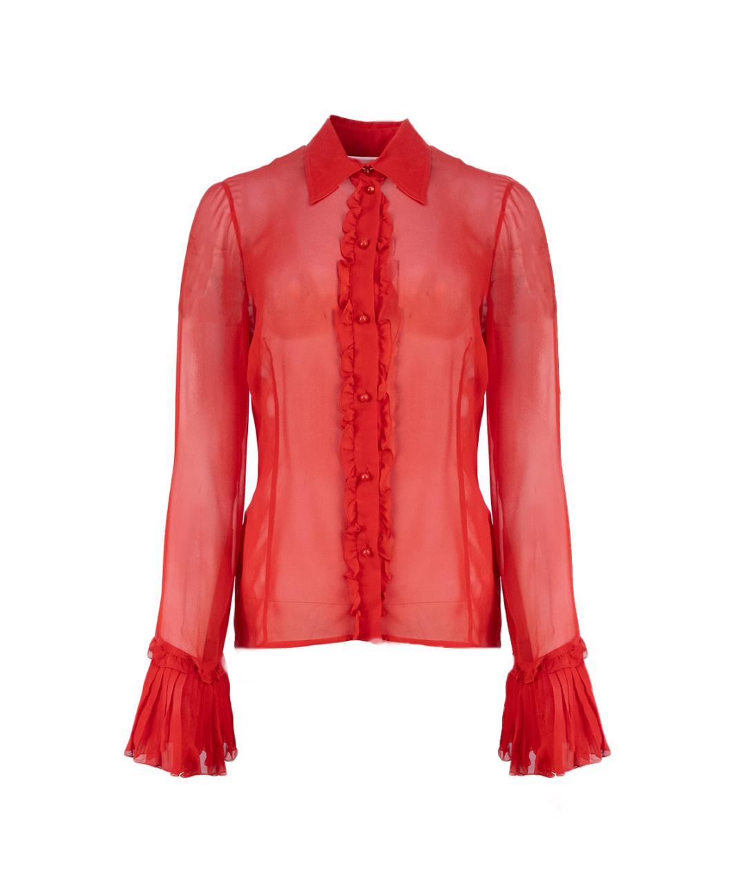 VALENTINO Красная шелковая блузы, фото 6
