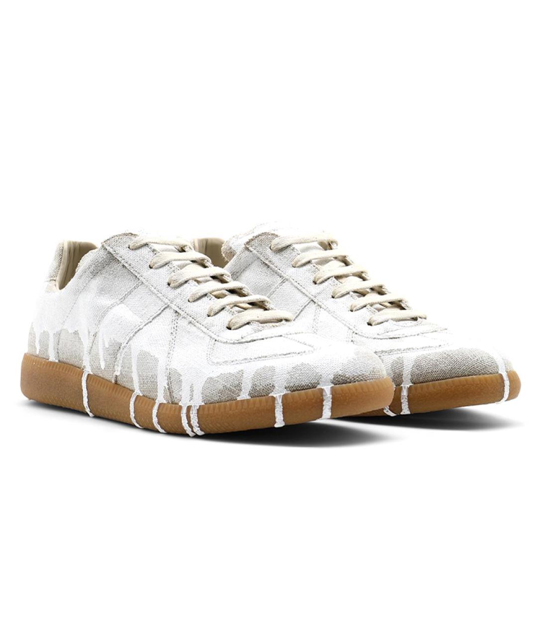 MAISON MARGIELA Белые текстильные низкие кроссовки / кеды, фото 3