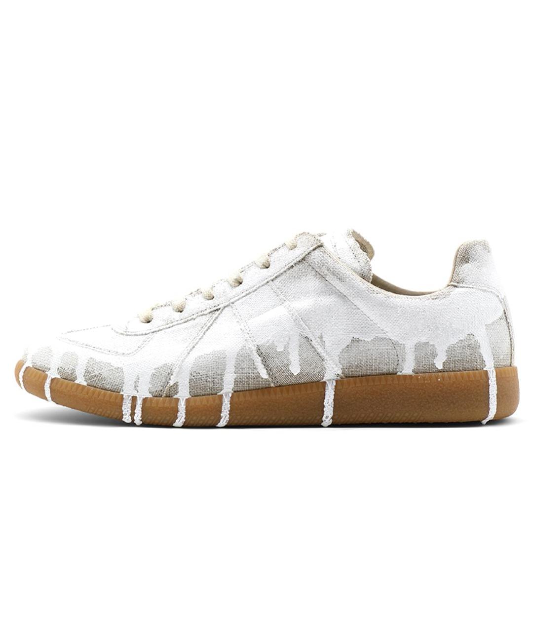 MAISON MARGIELA Белые текстильные низкие кроссовки / кеды, фото 2