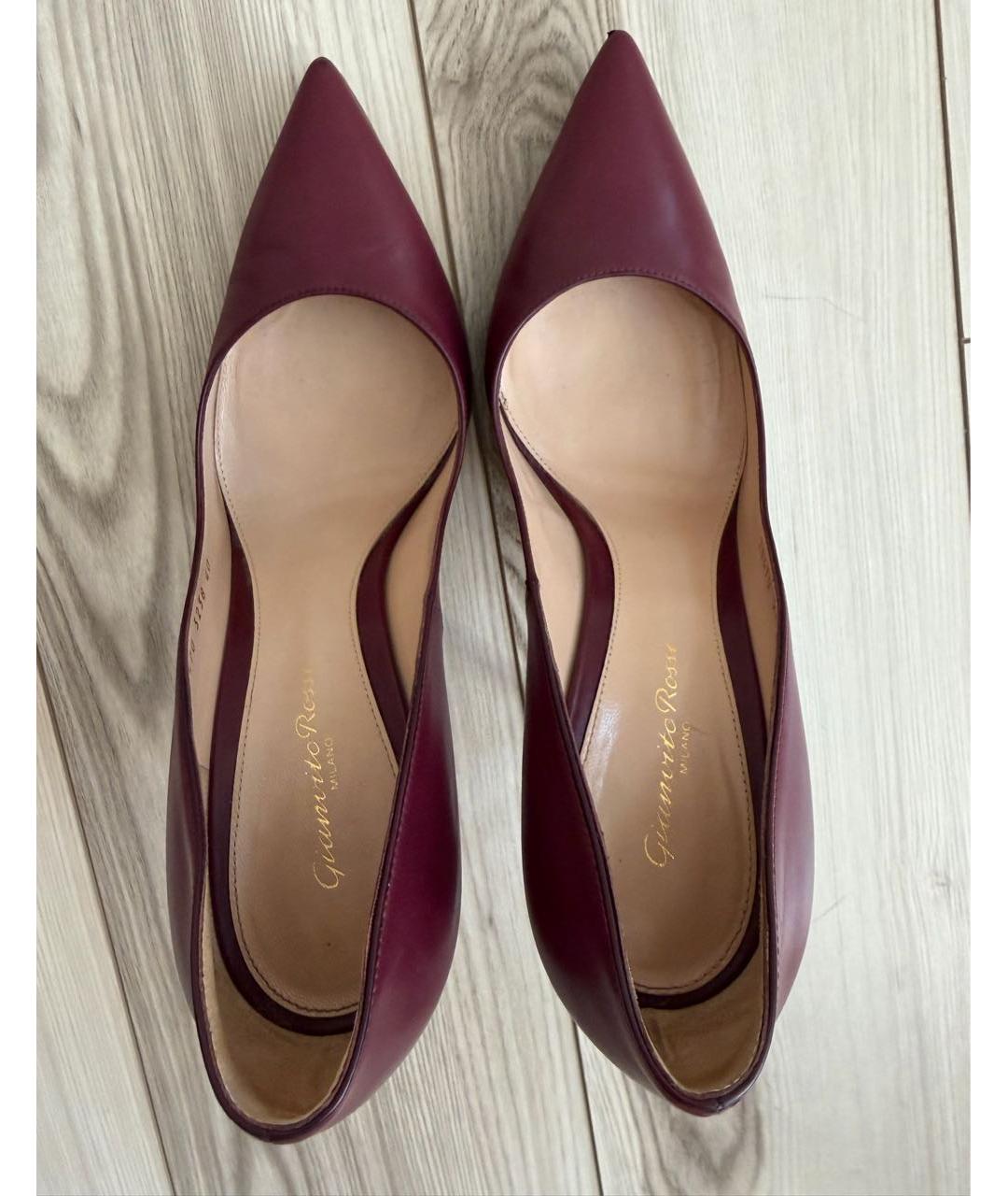 GIANVITO ROSSI Бордовые кожаные туфли, фото 3