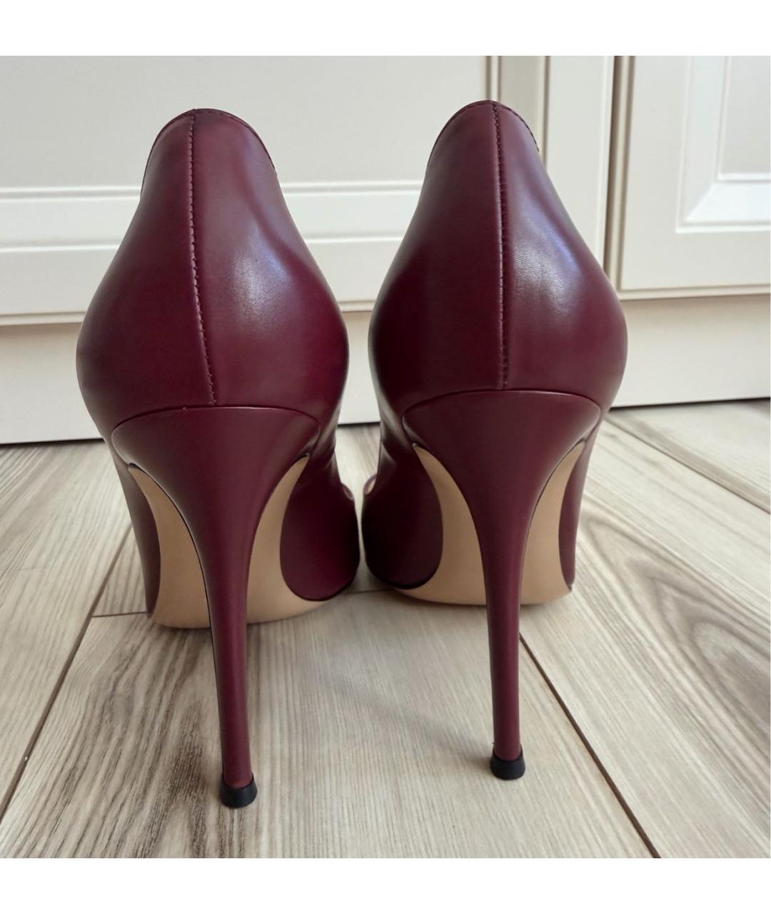 GIANVITO ROSSI Бордовые кожаные туфли, фото 4