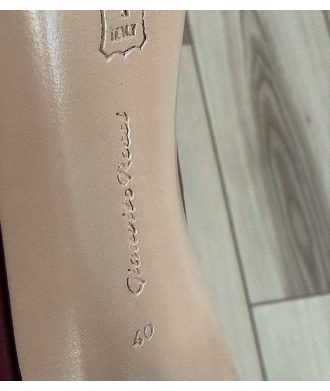 GIANVITO ROSSI Бордовые кожаные туфли, фото 6