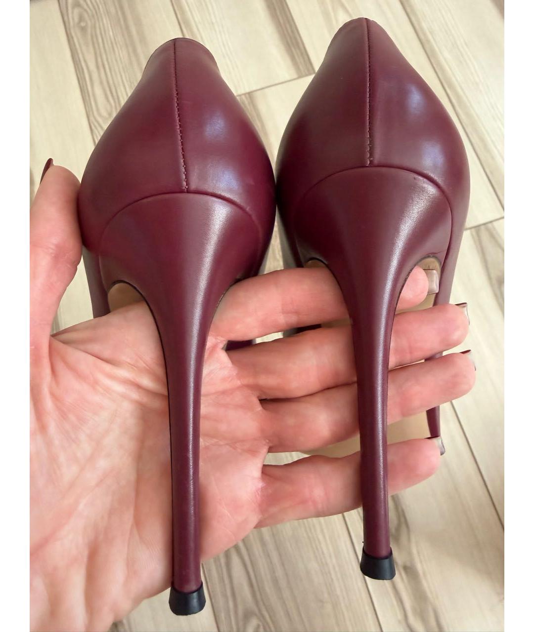 GIANVITO ROSSI Бордовые кожаные туфли, фото 8