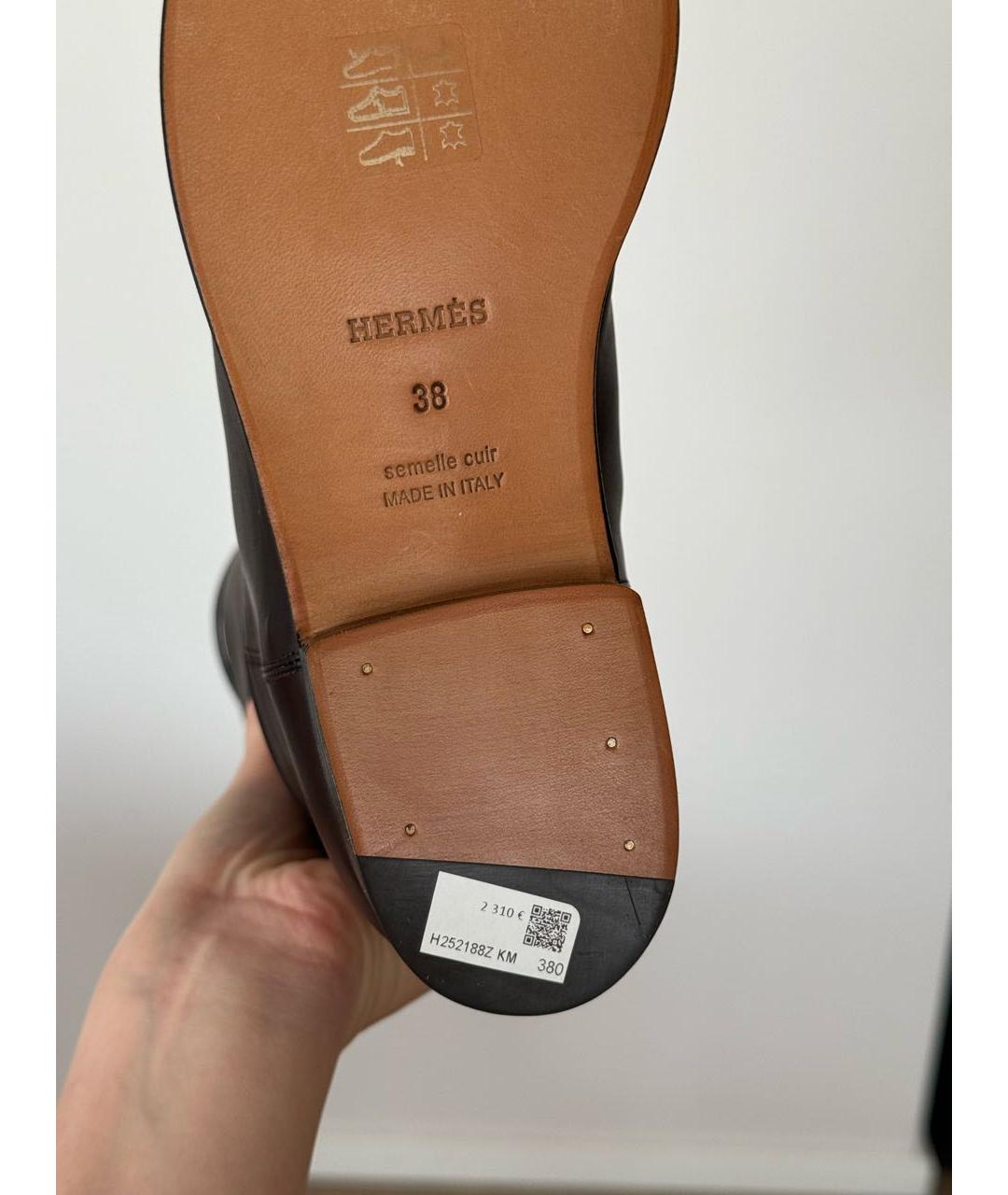 HERMES Коричневые кожаные сапоги, фото 4