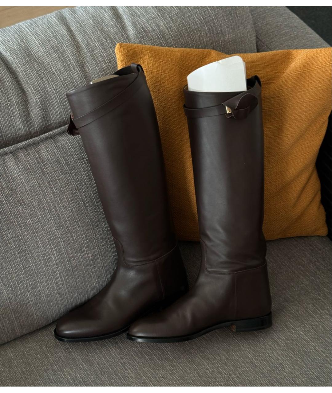 HERMES Коричневые кожаные сапоги, фото 2