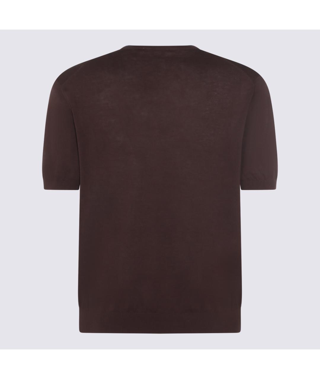 MALO Коричневая хлопковая футболка, фото 2